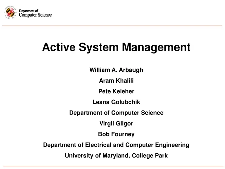 active system management william a arbaugh aram