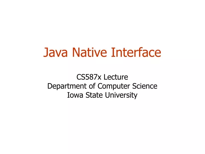 java native interface cs587x lecture department