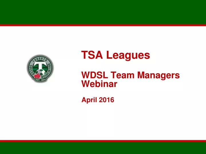 tsa leagues wdsl team managers webinar