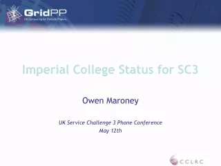 Imperial College Status for SC3