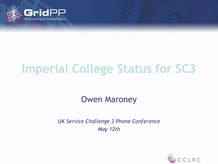 imperial college status for sc3
