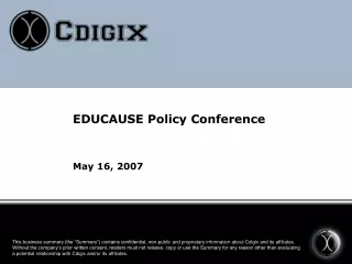 EDUCAUSE Policy Conference May 16, 2007