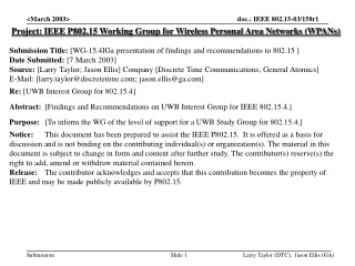 Project: IEEE P802.15 Working Group for Wireless Personal Area Networks (WPANs)