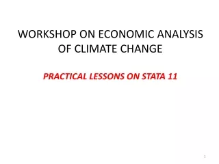 WORKSHOP ON ECONOMIC ANALYSIS OF CLIMATE CHANGE PRACTICAL LESSONS ON STATA 11
