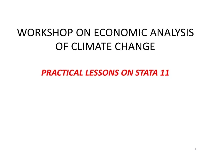 workshop on economic analysis of climate change
