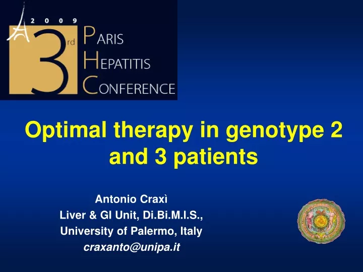 optimal therapy in genotype 2 and 3 patients