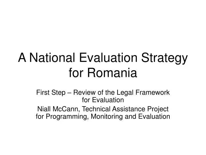 a national evaluation strategy for romania