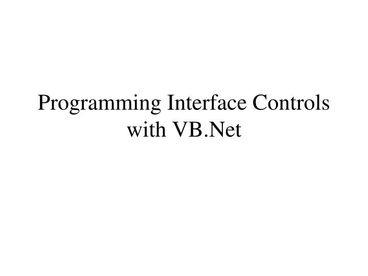 programming interface controls with vb net