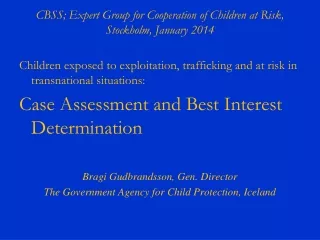 CBSS; Expert Group for Cooperation of Children at Risk, Stockholm, January 2014