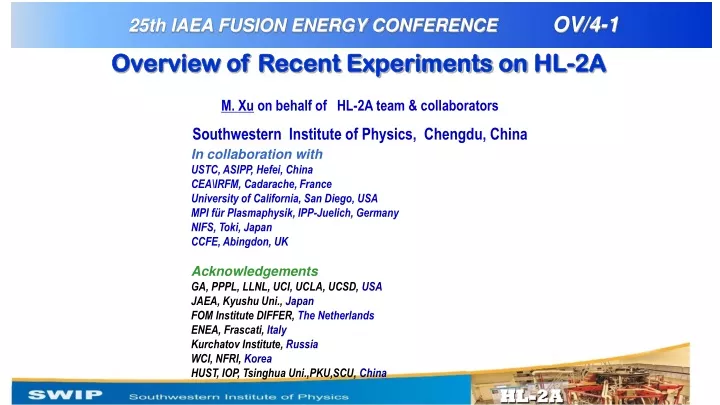25th iaea fusion energy conference ov 4 1