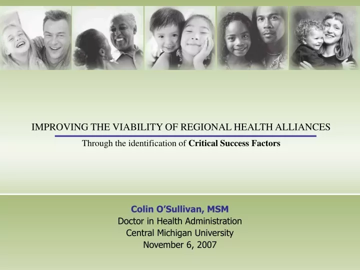 colin o sullivan msm doctor in health administration central michigan university november 6 2007