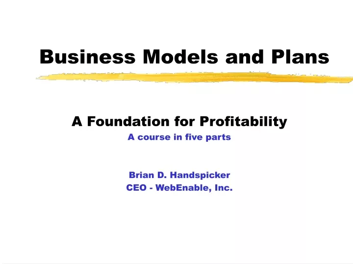 business models and plans