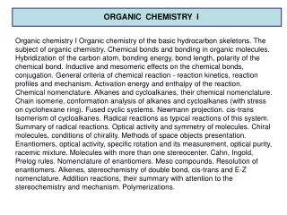 ORGANIC  CHEMISTRY  I