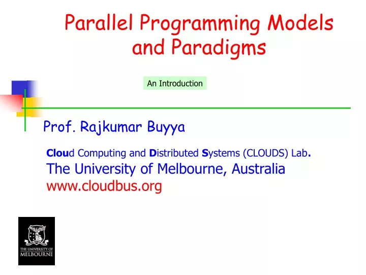 parallel programming models and paradigms
