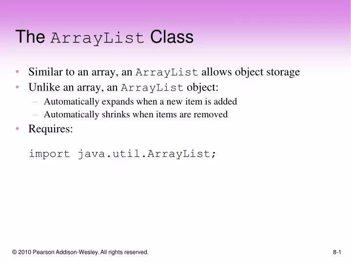 the arraylist class