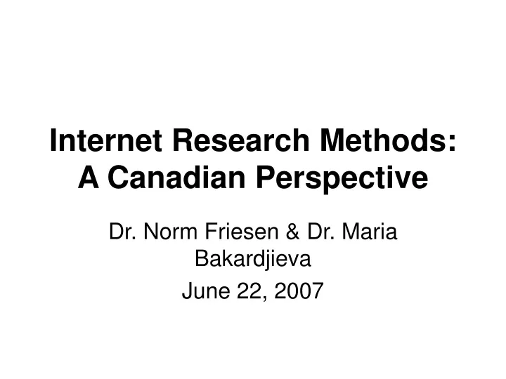 internet research methods a canadian perspective
