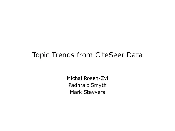 topic trends from citeseer data