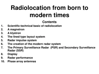 Radiolocation from born to modern times
