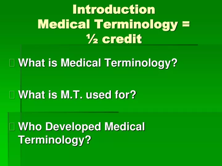 introduction medical terminology credit