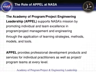 The Role of APPEL at NASA