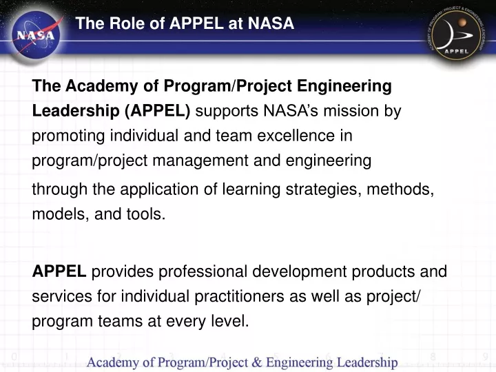 the role of appel at nasa