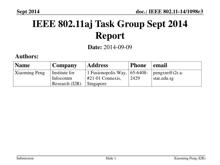 ieee 802 11aj task group sept 2014 report