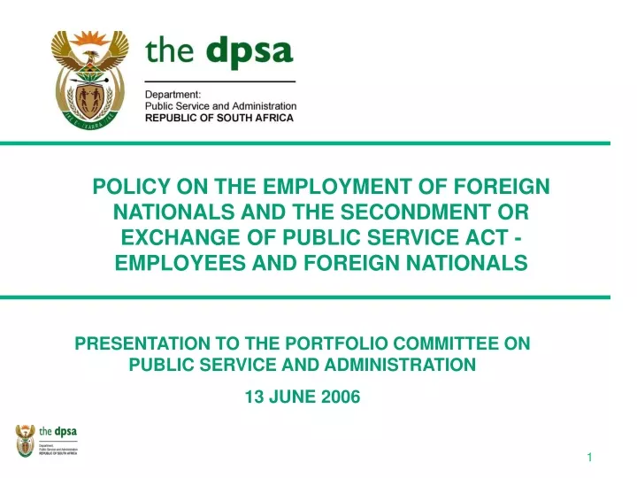 policy on the employment of foreign nationals