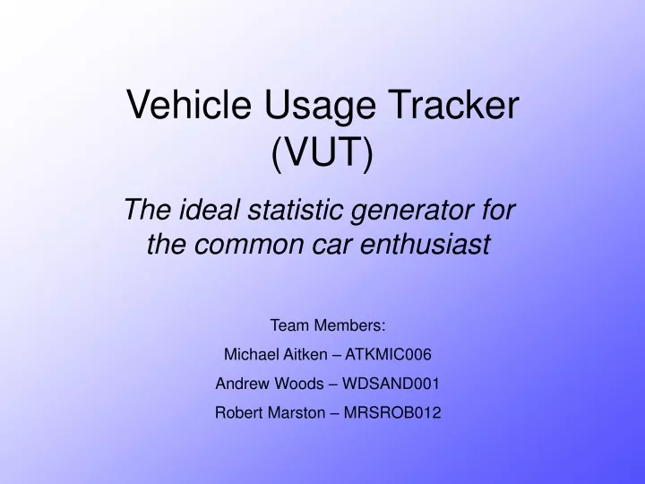 vehicle usage tracker vut