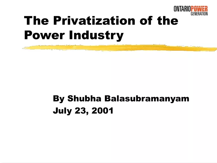 the privatization of the power industry