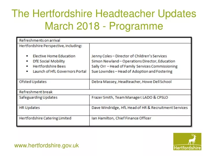the hertfordshire headteacher updates march 2018 programme