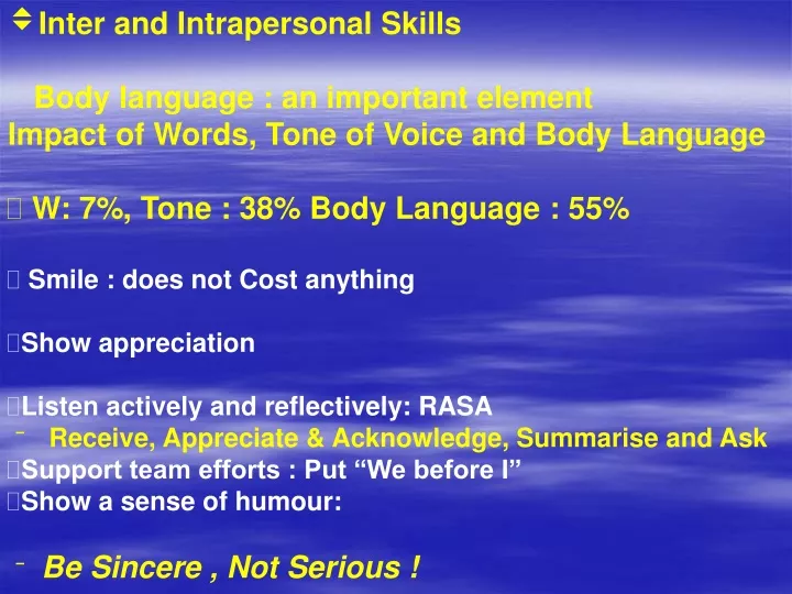 inter and intrapersonal skills body language