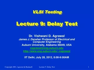 VLSI Testing Lecture 9: Delay Test