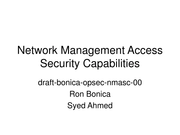 network management access security capabilities