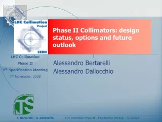 Phase II Collimators: design status, options and future outlook