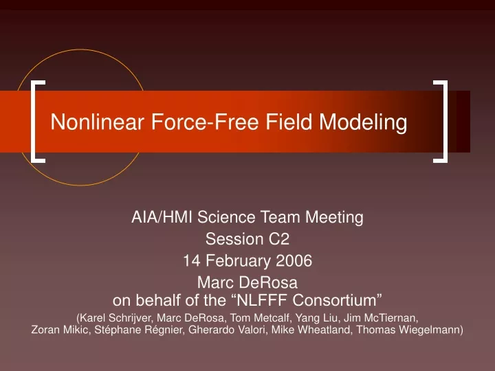 nonlinear force free field modeling