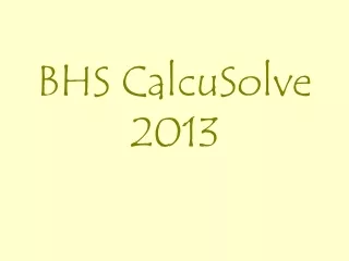 BHS CalcuSolve 2013