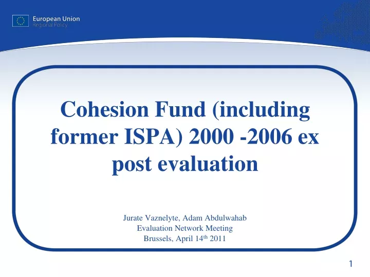 cohesion fund including former ispa 2000 2006 ex post evaluation