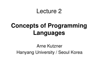 Lecture 2 Concepts of Programming Languages