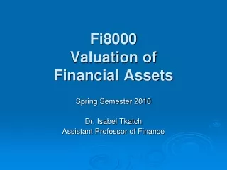 Fi8000 Valuation of Financial Assets