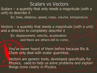 Scalars vs Vectors