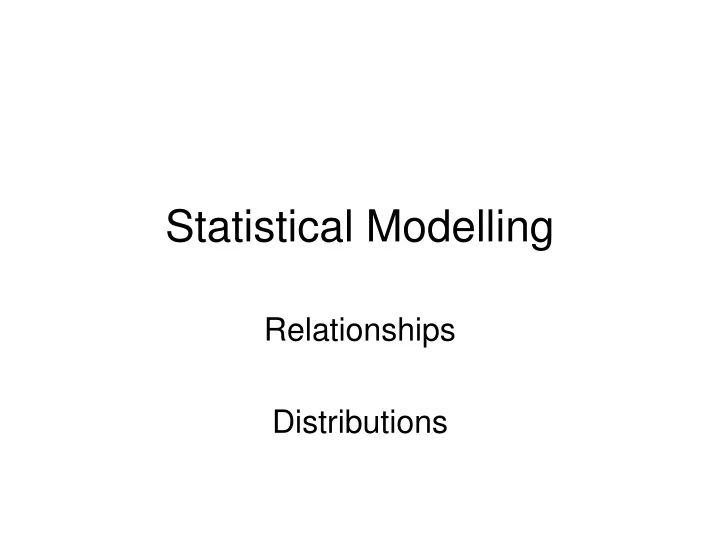 statistical modelling