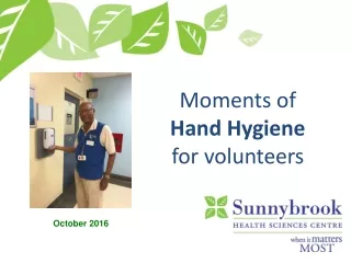 Moments of Hand Hygiene for volunteers