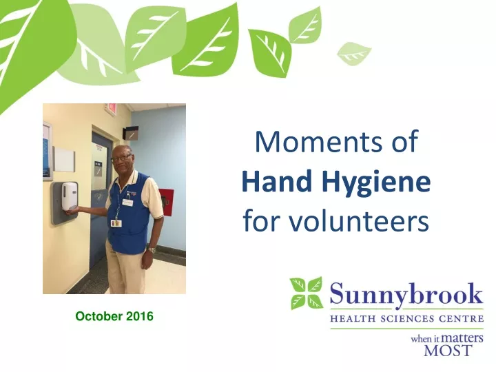 moments of hand hygiene for volunteers