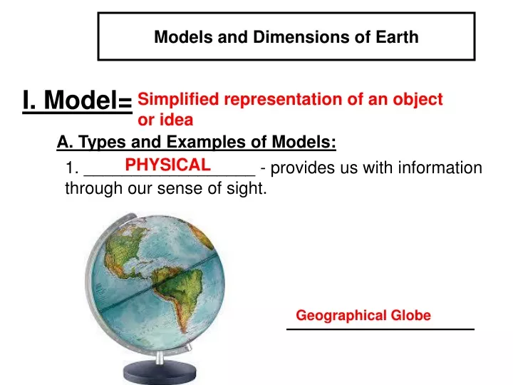 models and dimensions of earth