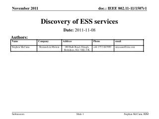 Discovery of ESS services