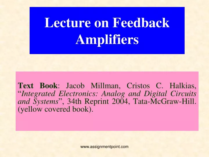 lecture on feedback amplifiers