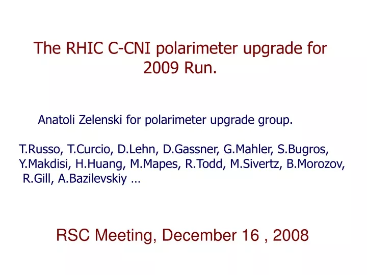 the rhic c cni polarimeter upgrade for 2009 run