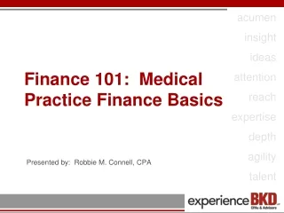 Finance 101:  Medical Practice Finance Basics