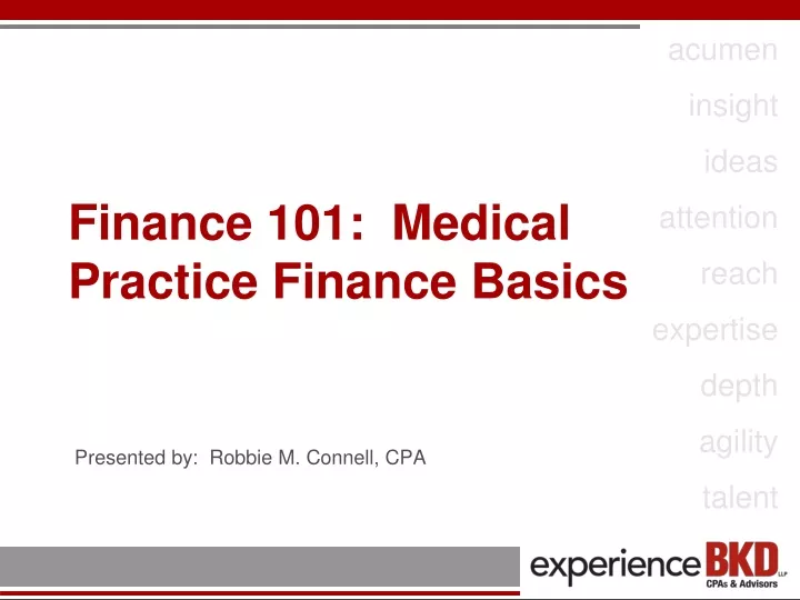 finance 101 medical practice finance basics