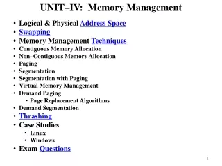 UNIT–IV: Memory Management